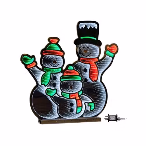 Samuel ALEXANDER Infinity Standing Snowmen Family Christmas Decoration with White, Red and Green LEDs on Metal Base, Height: 65 cm – 2