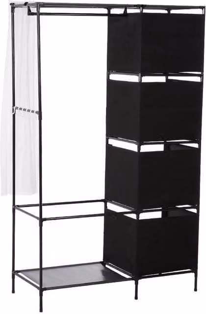 KORVIXA Foldable Fabric Wardrobe Storage Cabinet in Black, W/D/H: 90 x 90 x 90 cm