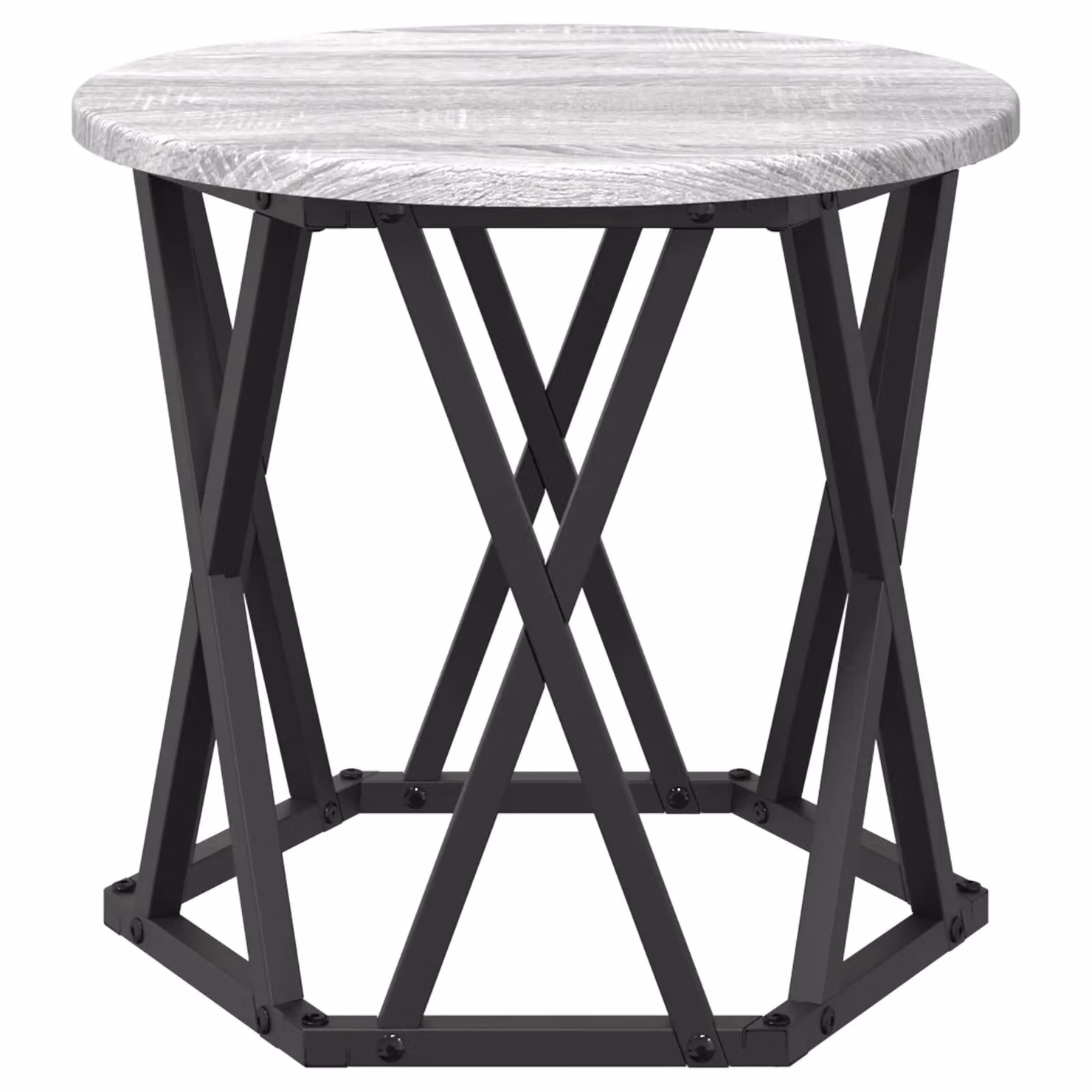 Berkfield Home Nesting Side Tables, Set of 3, Grey Sonoma, Round MDF and Metal – 5
