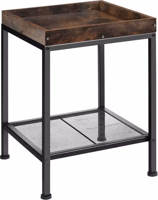 tectake 2-Tier Industrial Style Side Table with Storage Shelf in Black and Brown, W/D/H: 41.5 x 41.0 x 56.0 cm – 8