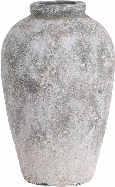 Love Lace Aged Stone Tall Ceramic Vase in Beige Sand Grey, H 45.0 cm x W 28.0 cm x D 28.0 cm