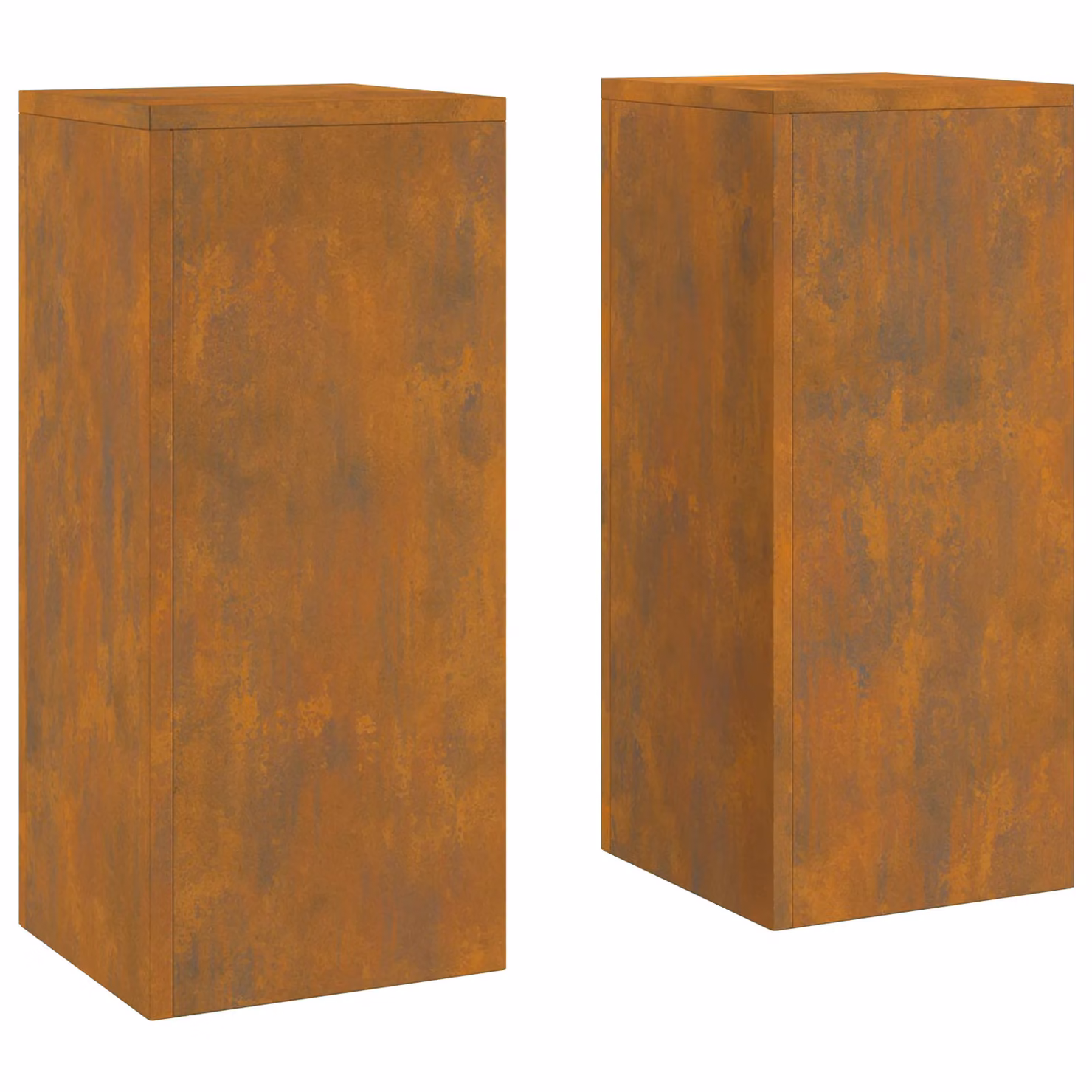 Berkfield Home Outdoor Plant Stand Pillar Set of 2 in Weathering Steel, Brown/Multicolour, W/D/H: 24 x 24 x 55 cm – 2