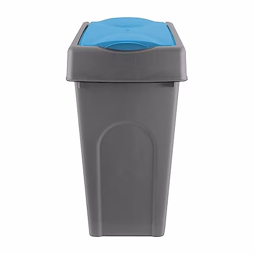 Simpa 50L Grey Square Plastic Recycling Bin with Blue Flip Lid, W/D/H: 40 x 33 x 66 cm – 3