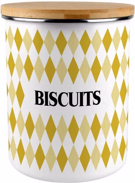 Purely Home Extra Large Argyle Print Biscuit Tin in Yellow