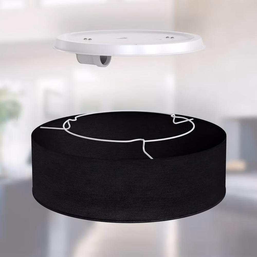 B.K.Licht Black Fabric Cylinder Ceiling Light, W/D/H: 30 x 30 x 10 cm – 2
