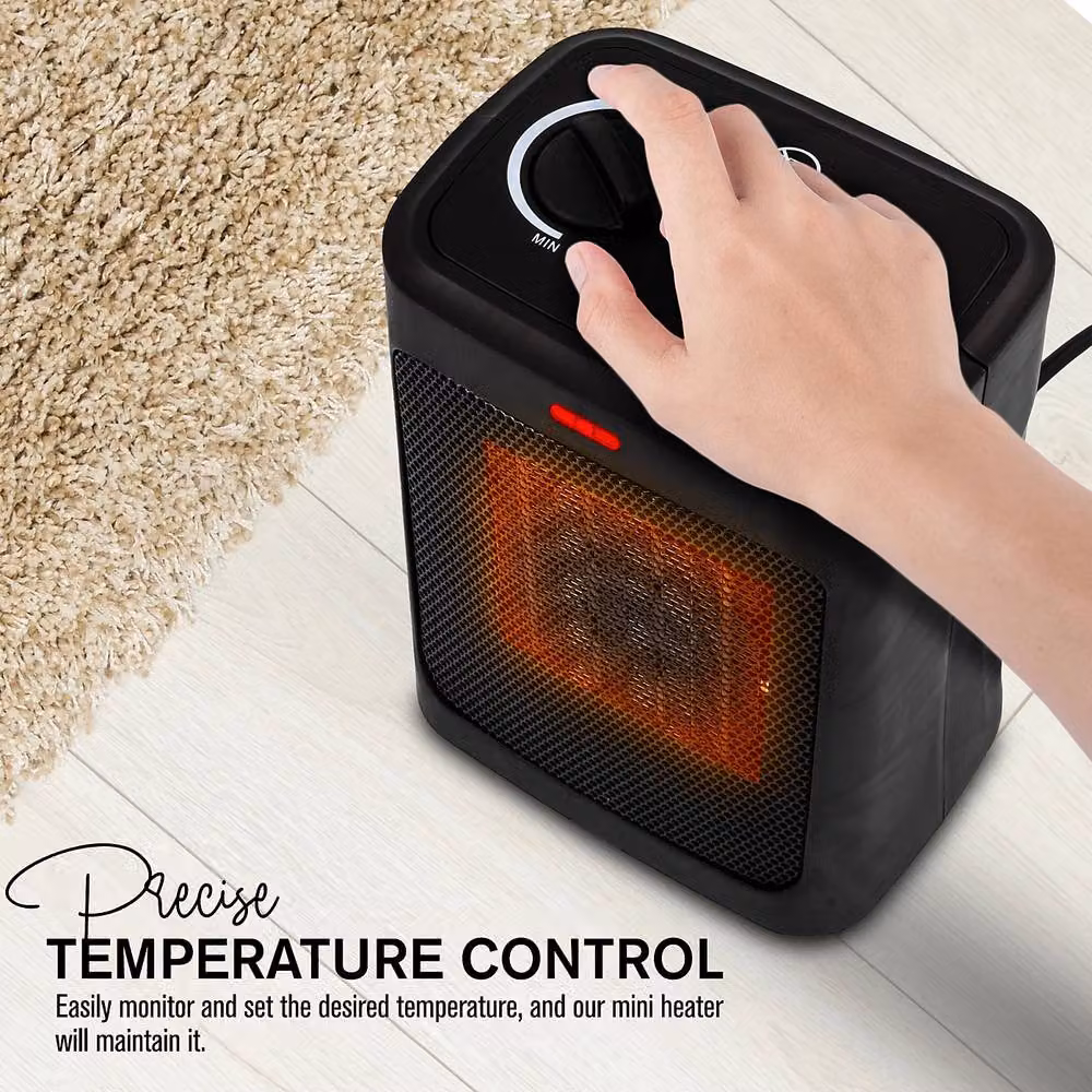 Tanness Black Ceramic Fan Heater with Tilt and Overheat Protection – 4