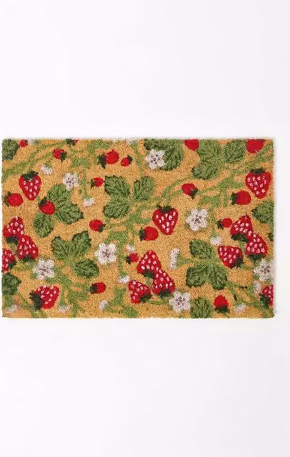 Homescapes Strawberry Non-Slip Coir Doormat, Red and Multicolour, W/D: 60 x 40 cm – 1