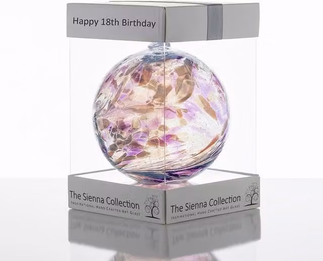 Sienna Glass Milestone Birthday Pearl Abstract Round Hanging Glass Bauble in Purple and Multicolour