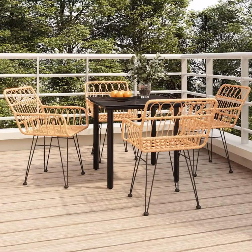 Berkfield Home 5 Piece Brown Poly Rattan Garden Dining Set – 2