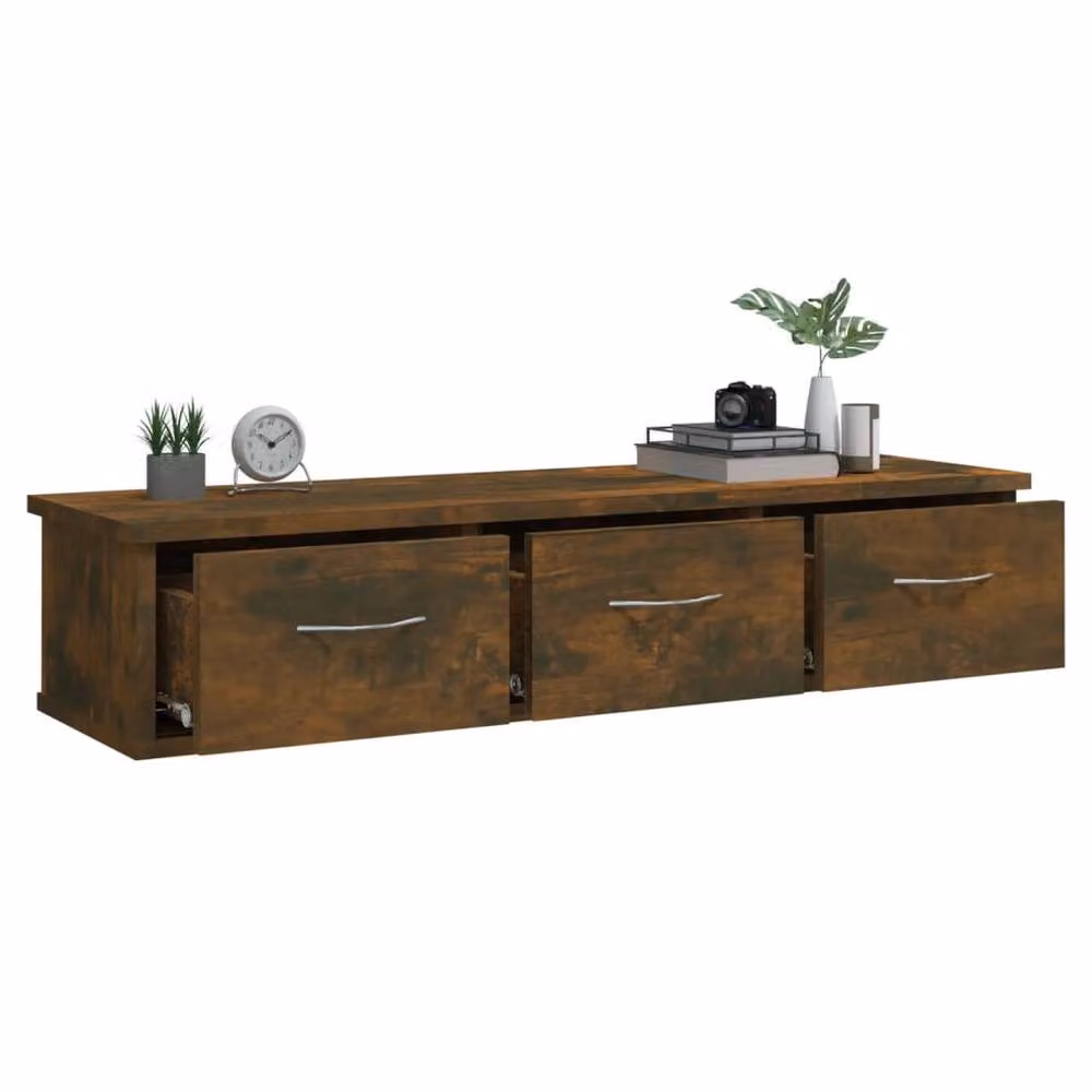 Berkfield Home Smoked Oak Wall Cabinet, Brown, W: 88 cm, D: 26 cm, H: 18.5 cm – 3