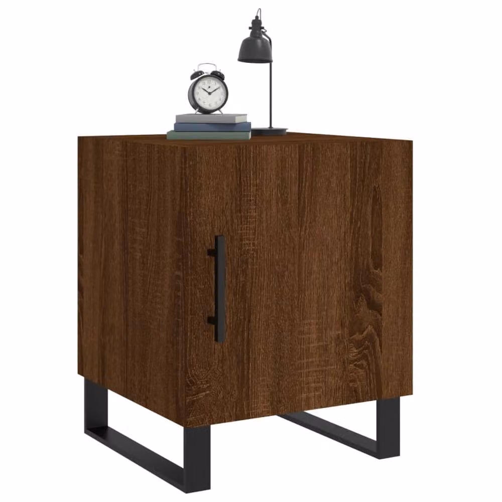 Berkfield Home Modern Bedside Cabinets, 2 Piece Set in Brown Oak, W/D/H: 40 x 40 x 50 cm – 3