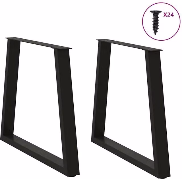 Berkfield Home Modern V-Shape Dining Table Legs, 2 Pieces, Black Steel, H: 72-73.3 cm x W: 80 cm
