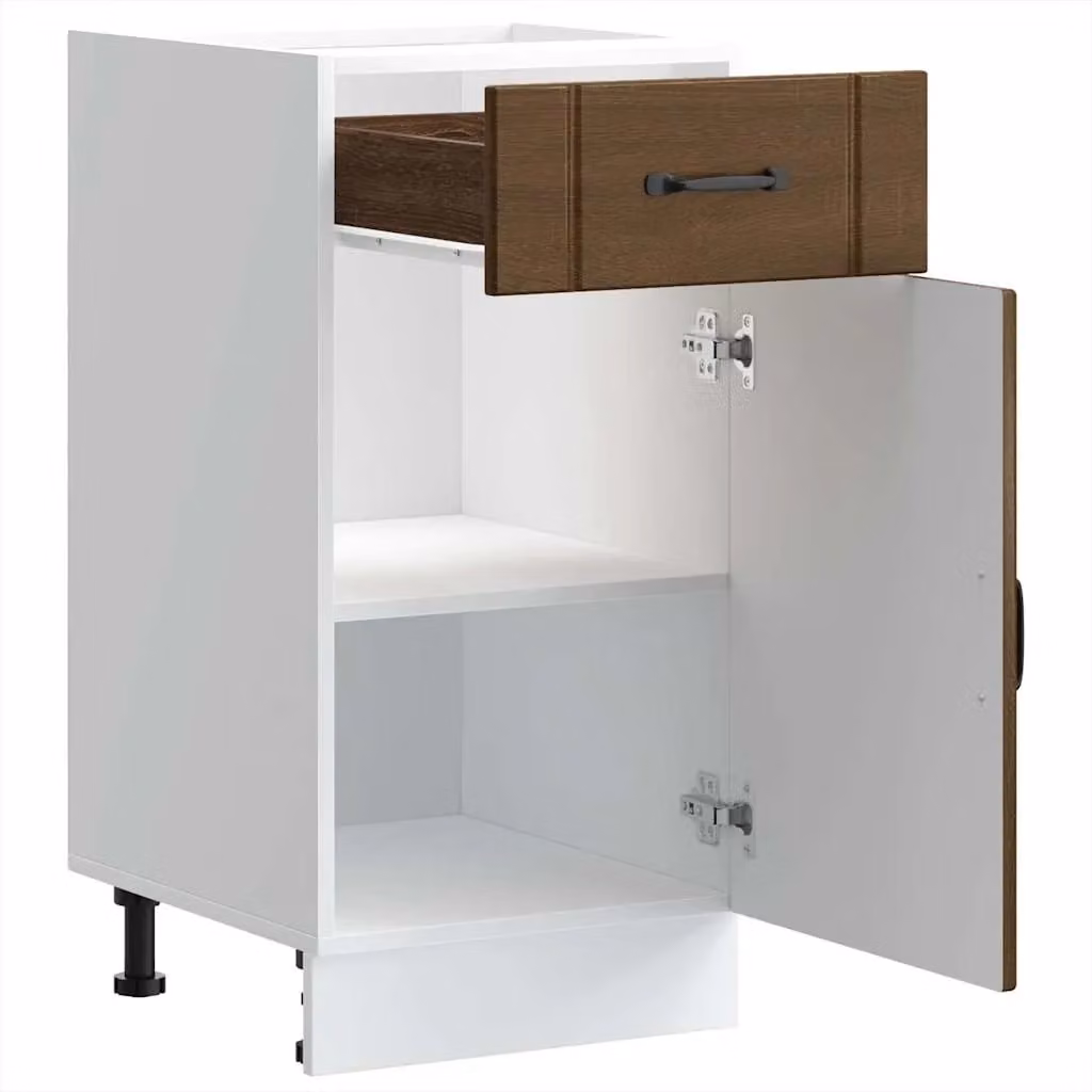 Berkfield Home Lucca Brown Oak Kitchen Sink Base Cabinet with Hinged Doors and Internal Shelves – 3