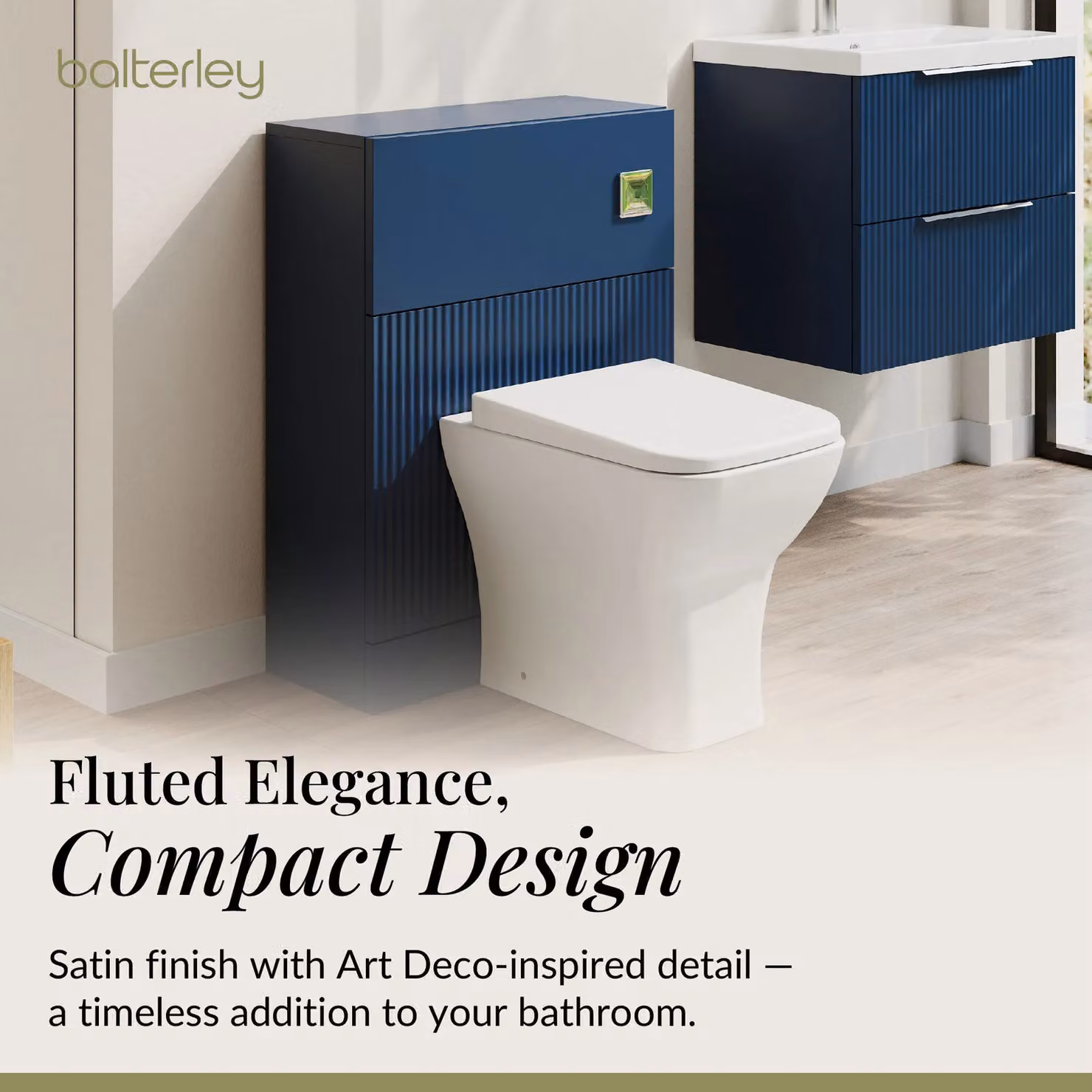 Balterley Fluted Matt Blue Floor Standing WC Unit W: 50 cm, H: 81 cm – 3