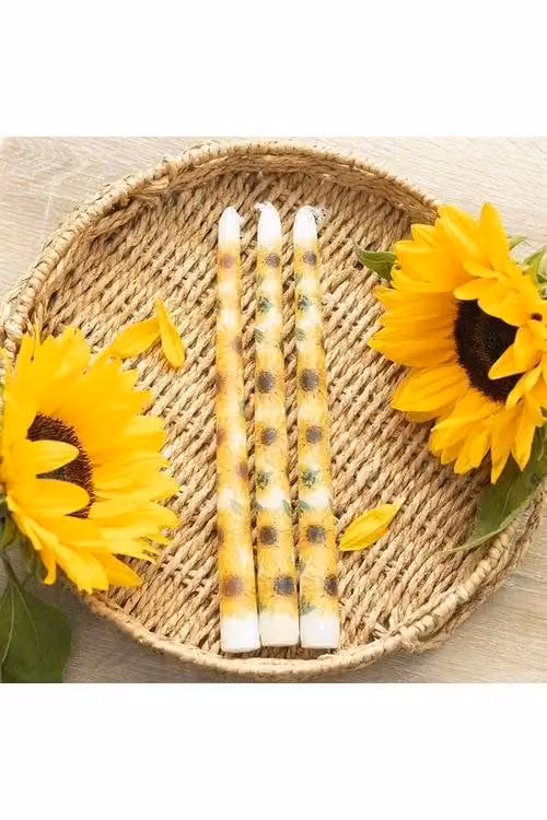 KDMD Set of 3 Sunflower Taper Candles in Yellow – 2