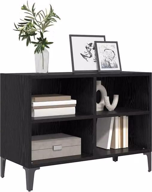 Berkfield Home Modern Black Oak Entertainment Centre in Engineered Wood
