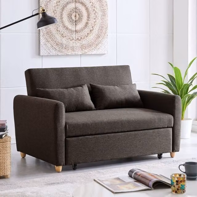 Bravich LTD Dahlia 2-Seater Pull Out Sofa Bed in Brown Fabric – 1