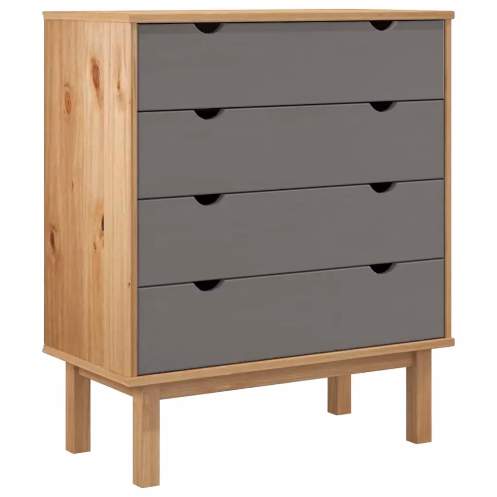 Berkfield Home OTTA Drawer Cabinet in Brown and Grey Solid Pine Wood, W: 76.5 cm, D: 39.5 cm, H: 90 cm – 2