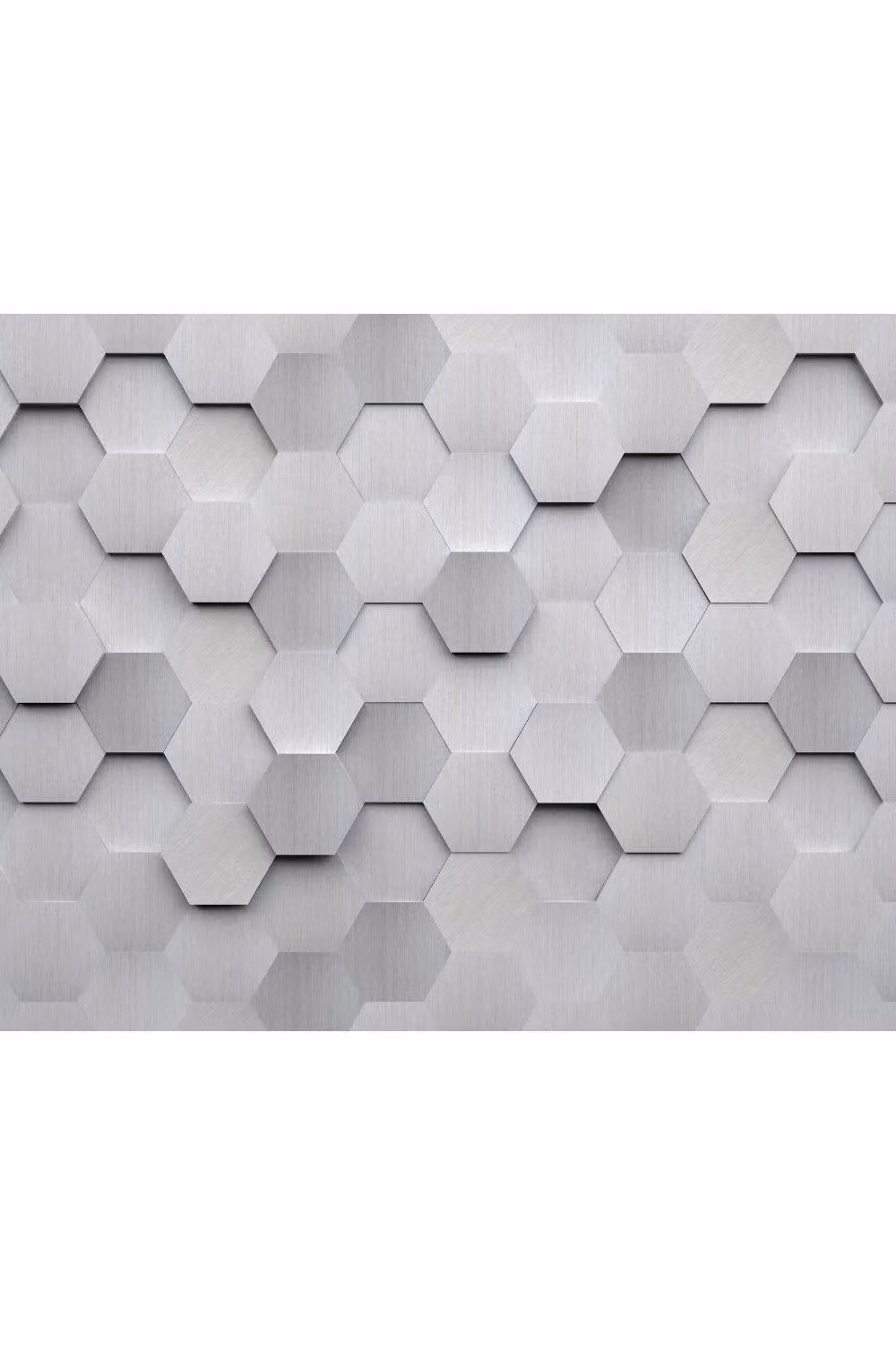 Origin Murals Metal Hexagons Geometric Wall Mural in Silver, W: 300 cm, H: 240 cm – 2