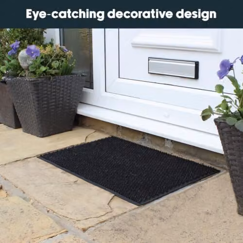 JVL Black Rubber Condor Astro Turf Effect Doormat W: 40 cm, D: 60 cm – 7