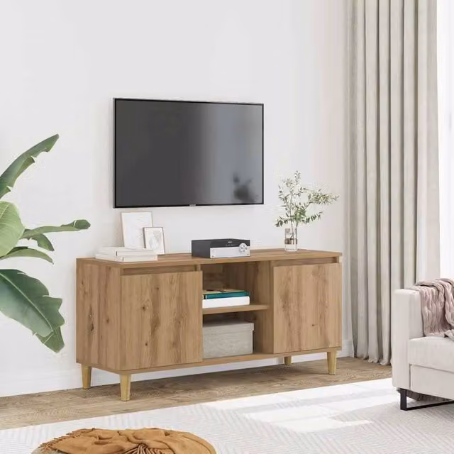Berkfield Home Artisan Oak TV Cabinet in Brown, W/D/H: 102 x 35 x 50 cm – 1