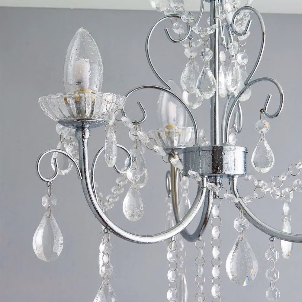 Loops Chrome and Crystal IP44 LED Bathroom Ceiling Light with 3 Lamps – 2