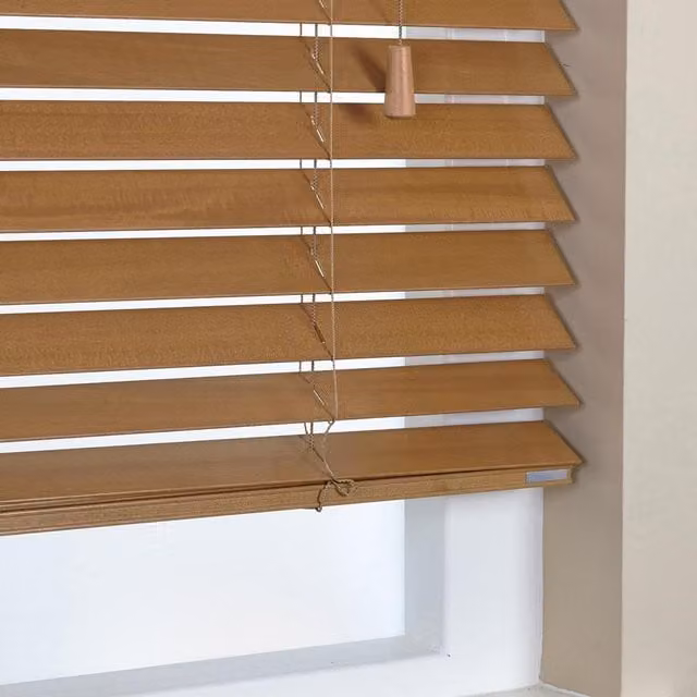 Terrys Elementi Made To Measure Wooden Venetian Blind, 50mm, Honey
