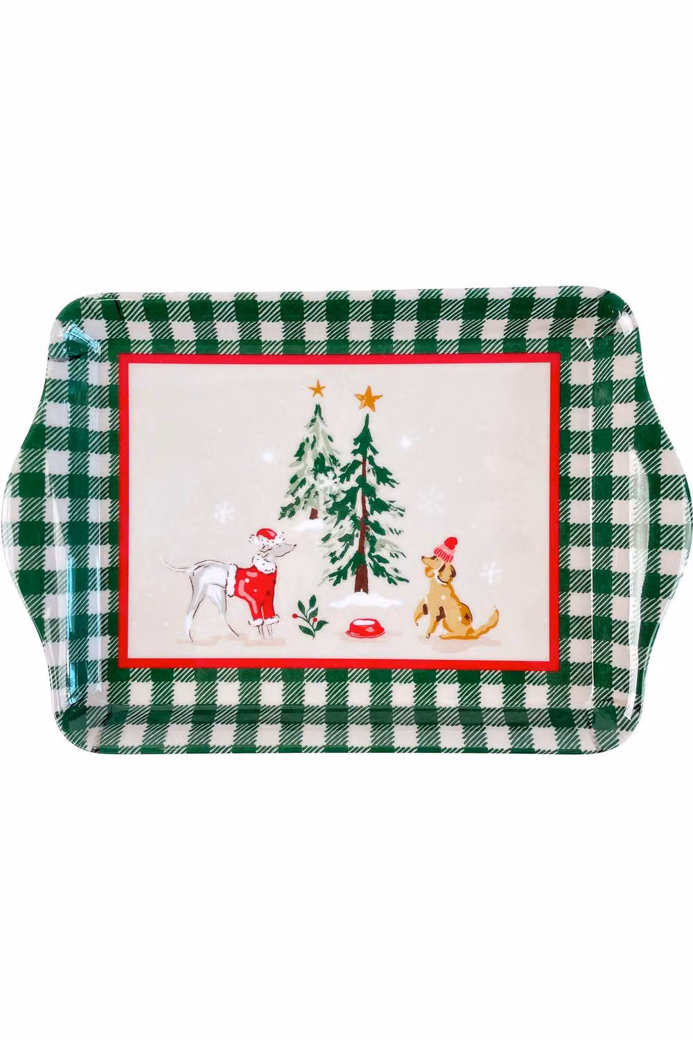 Ulster Weavers Winter Walkies Dog Print Melamine Scatter Tray in Beige, Multicolour and Red, W: 21.0 cm x D: 14.0 cm x H: 2.0 cm – 2