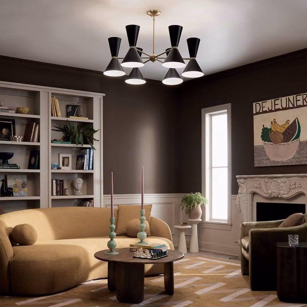 Kichler Phix Multi Arm Pendant Light in Champagne Bronze and Black with 12 x E27 Sockets – 2