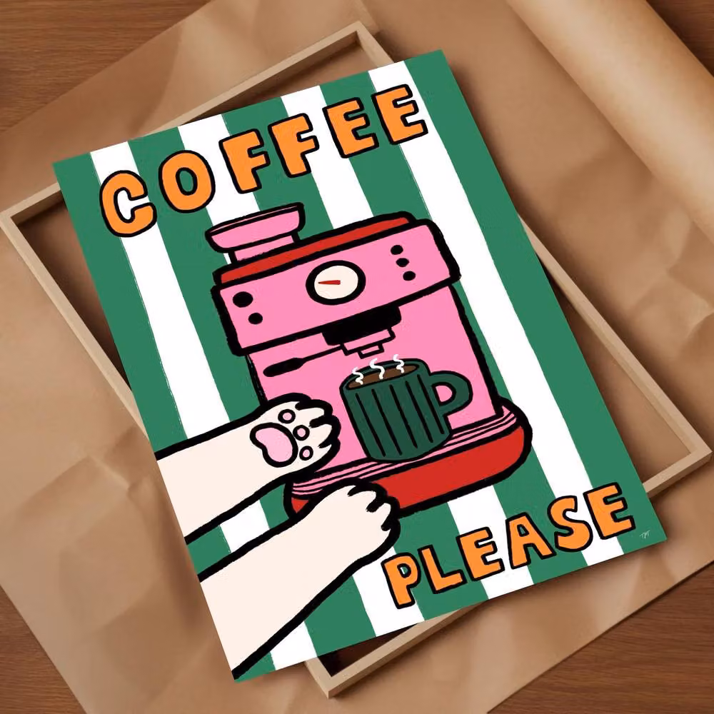 The Paper Tail Coffee Please Print Multicolour Typography Paper Poster, W: 29.7 cm, H: 42.0 cm – 6