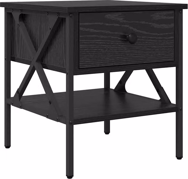 Berkfield Home Black Oak Bedside Table, W: 40 cm, D: 42 cm, H: 45 cm – 1