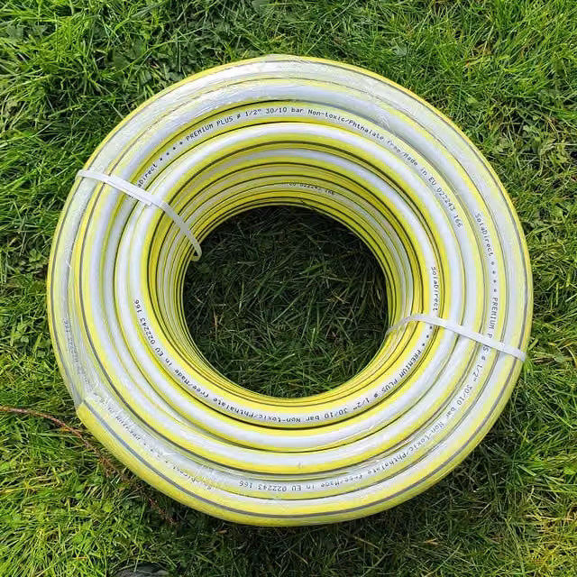 SolaDirect 1/2 inch Anti-Kink 4-Layer Reinforced Non-Toxic PVC Garden Hose Pipe, Yellow