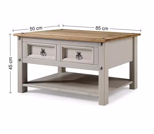 Mercers Furniture Grey Waxed Rustic Solid Pine Coffee Table, W: 85 cm, D: 50 cm, H: 45 cm – 3