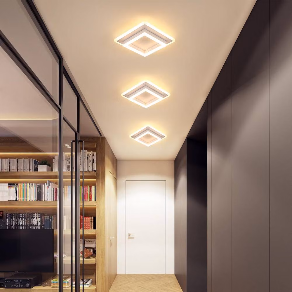 Goeco Modern Square LED Ceiling Light in White, 30W, Warm White – 2