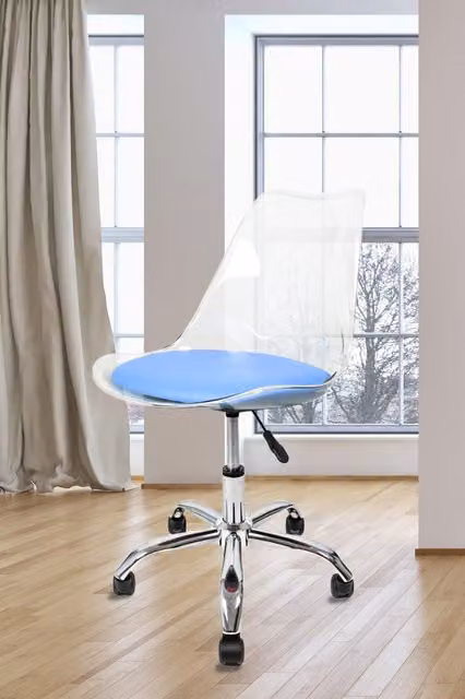 Fusion Living Soho Blue Transparent Plastic Dining Chair with Swivel Base – 1