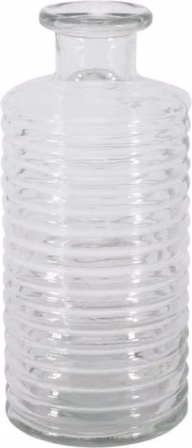 Kingsbury Gifts Modern Round Striped Glass Tabletop Vase in Transparent, Green or Grey