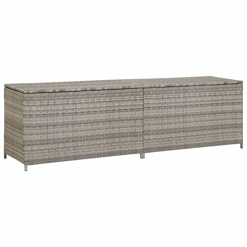 Berkfield Home Garden Poly Rattan Storage Box in Grey, W/D/H: 200 x 50 x 60 cm – 2