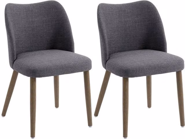 PAWNORA Set of 2 Grey Fabric Upholstered Dining Chairs