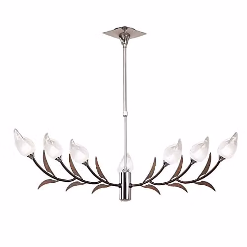 Netlighting Holland Telescopic 9 Light G9 Pendant in Polished Chrome and Grey Wood