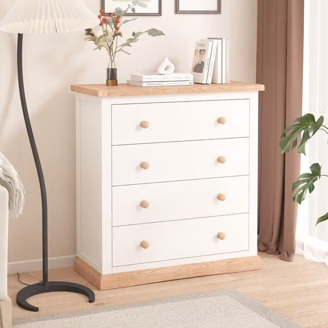 Cabinet Bits Trevi 4 Drawer Chest in White and Wood