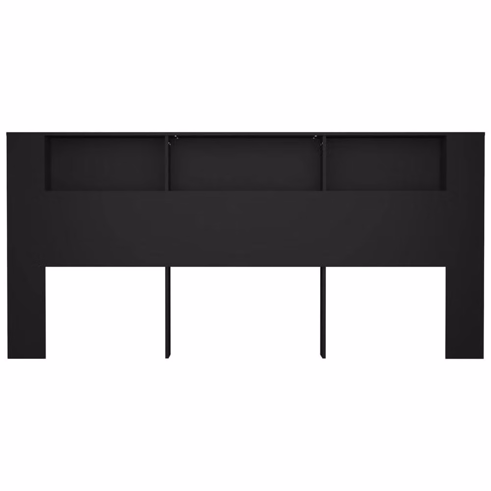 Berkfield Home Black Headboard Cabinet with Side Compartments, W: 220 cm, D: 18.5 cm, H: 104.5 cm – 4