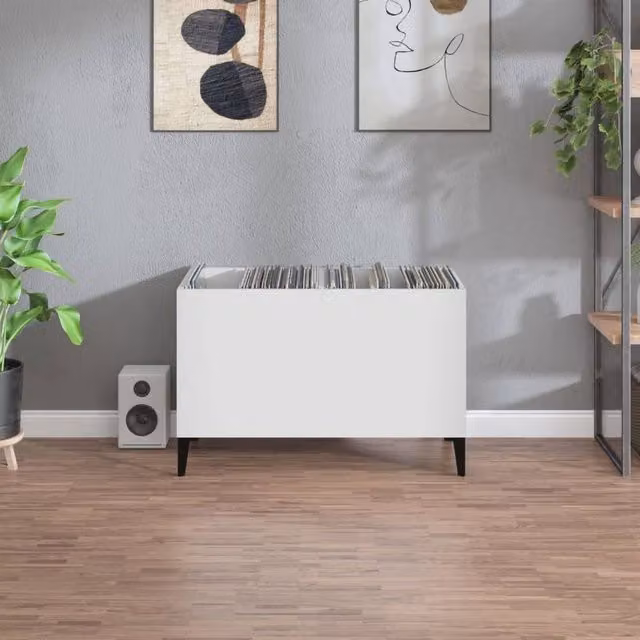 Berkfield Home Record Cabinet in White, W/D/H: 74.5 x 38 x 48 cm