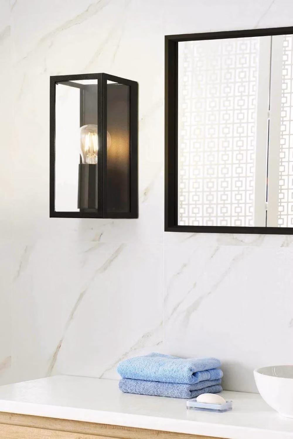 Eglo Amezola Industrial Black Metal and Transparent Glass IP44 Wall or Ceiling Light – 2