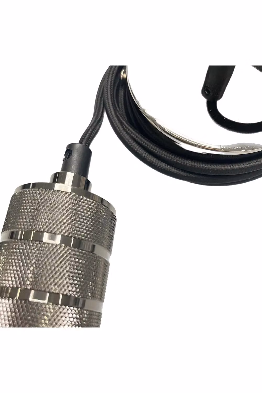 CGC Lighting Sydney Black Knurled Two Band Adjustable E27 Ceiling Pendant with Matching Ceiling Rose – 2