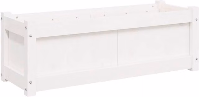 Berkfield Home White Solid Wood Pine Garden Planter Tub W: 90 cm, D: 31 cm, H: 31 cm