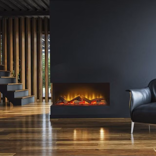 Acantha Aspire 75 Corner View Media Wall Electric Fire in Black