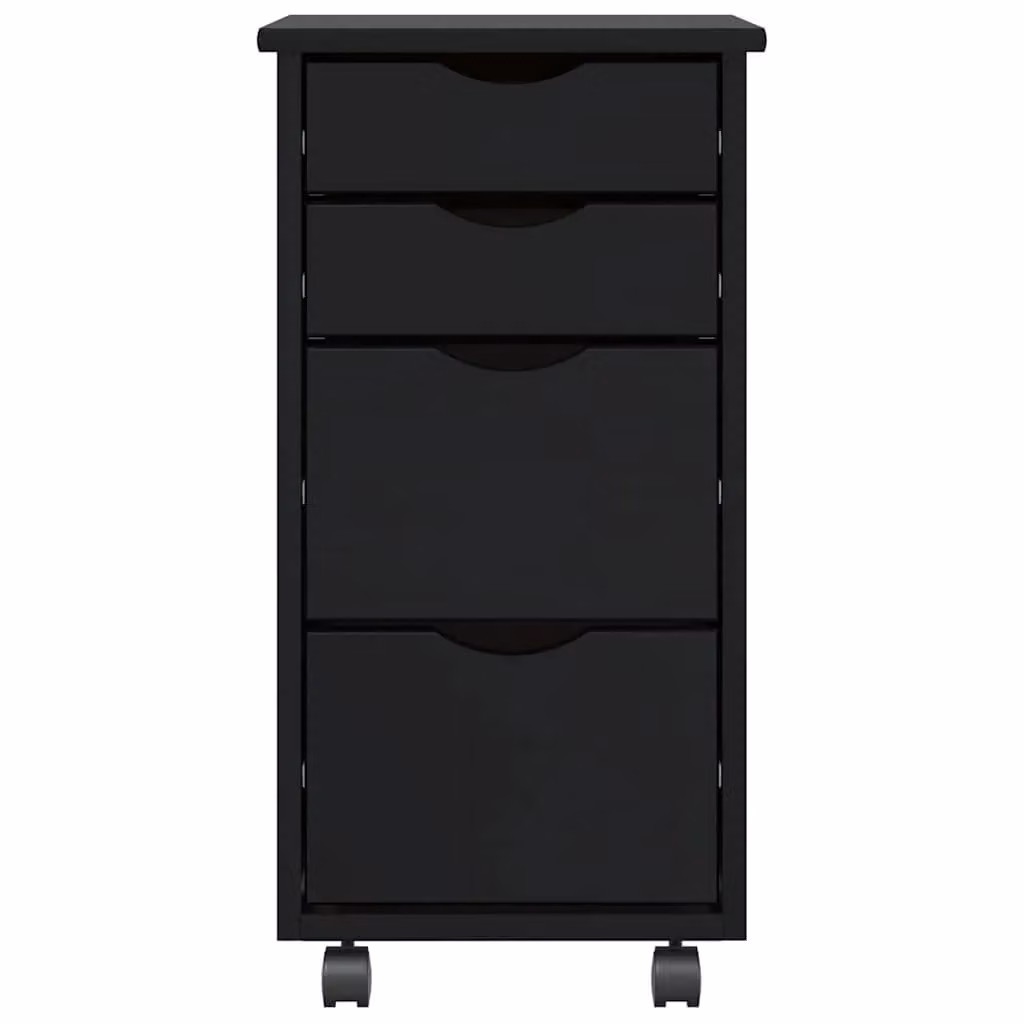 Berkfield Home MOSS Rolling Cabinet with Drawers in Black Solid Pine Wood – 3