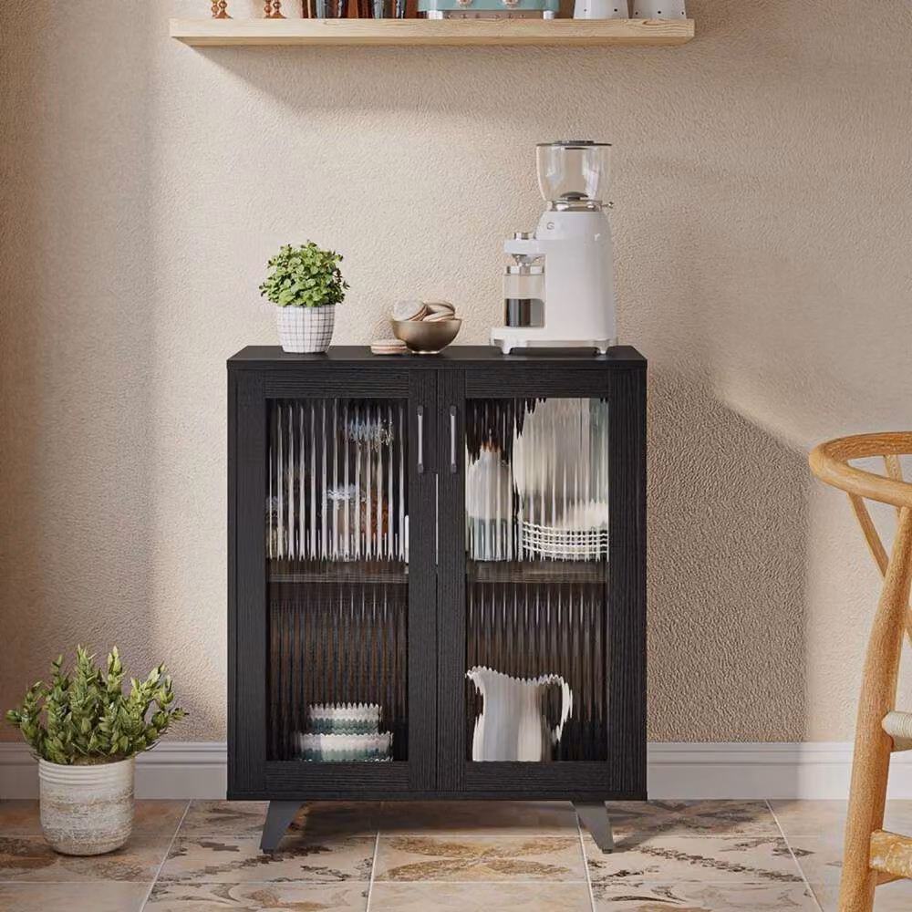 Hinsinc Modern Black 2 Door Sideboard and Kitchen Buffet Cupboard – 4
