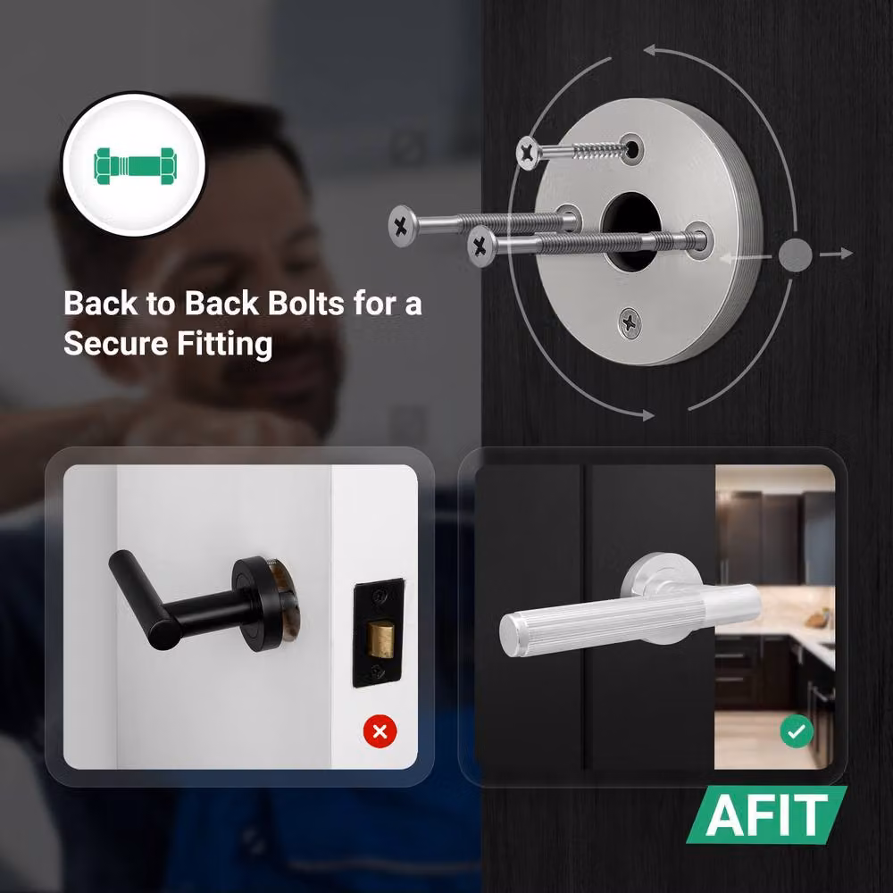 AFIT Polished Chrome Aluminium Door Handle and Latch Set in Silver – 3