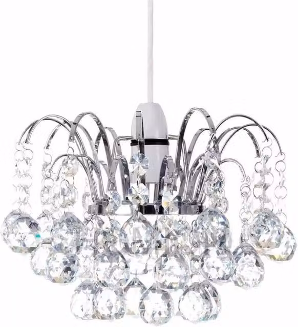 SPETLEK Clear Acrylic Sphere Ceiling Pendant Light Shade with Chrome Details